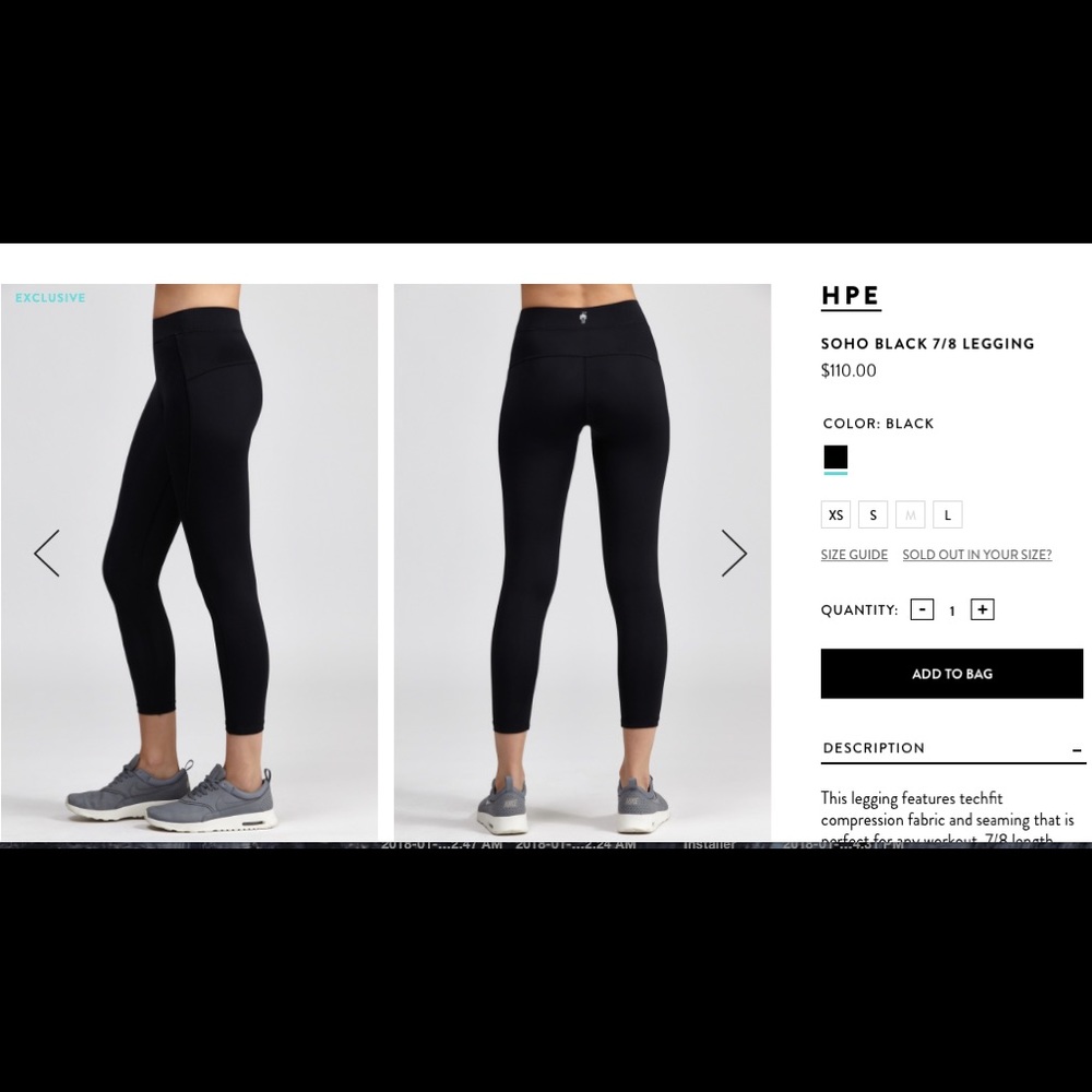 HPE black compression 7/8 legging - Picture 4 of 4